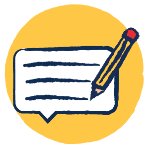 pencil writing in word bubble blog icon